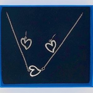 NEW Michael Anthony Stainless Steel Open Heart Necklace Earring Set